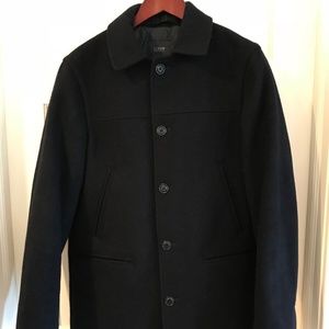 J Crew University Jacket Pea Coat Solid Navy Blue Stadium Cloth Coat Small